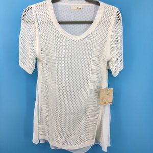 M Rena Crocheted White Lace Top NWT